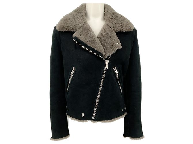 Acne Schwarze Shearling Bikerjacke