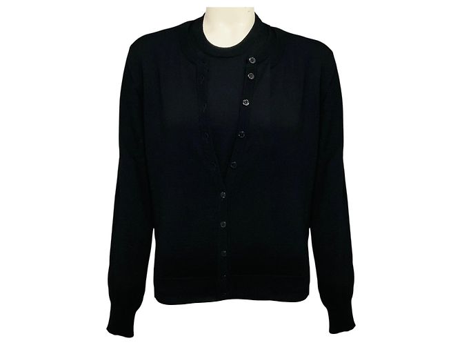 Dolce & Gabbana Set aus schwarzem Wollstrick-Cardigan und Tanktop