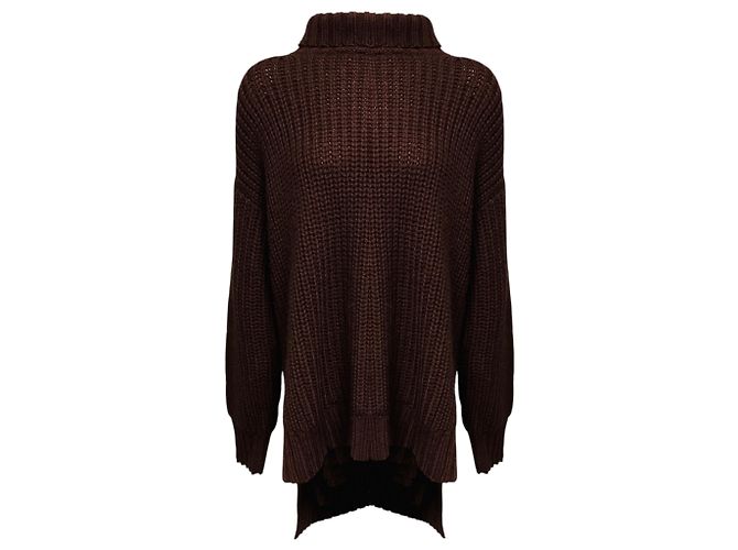 Autre Marque Pull à col roulé en maille de laine asymétrique marron Peter Do