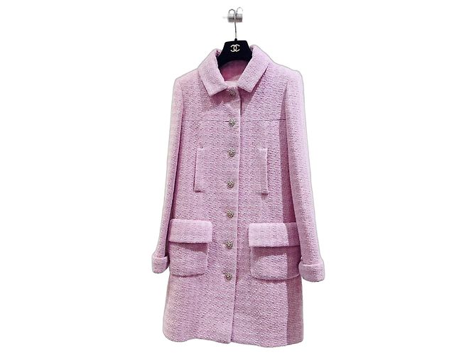 Chanel Snow Wool Coat Pink Multiple colors
