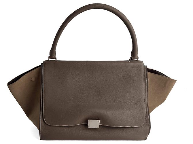 Céline Trapeze Large Lederhandtasche mit Tragegriff Beige