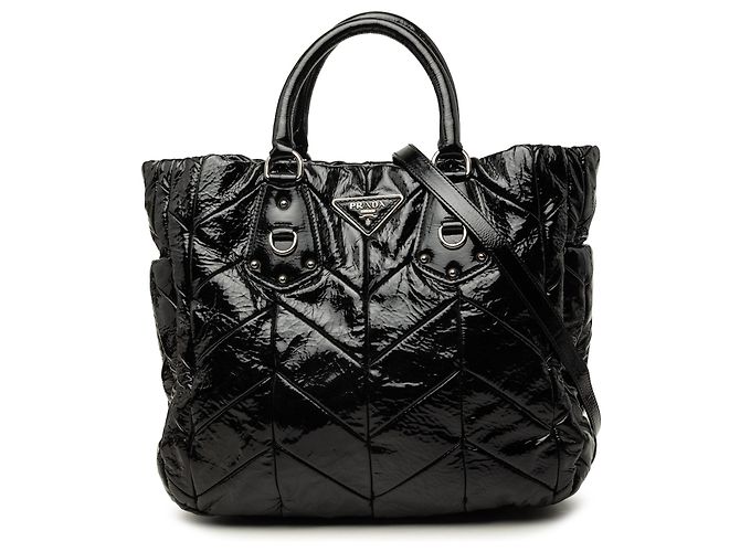 Tote Sac cabas convertible Prada Impuntu Vernice noir