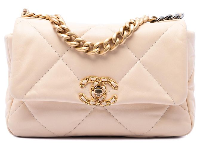 Borsa Chanel 19 Flap Medium in pelle di agnello marrone