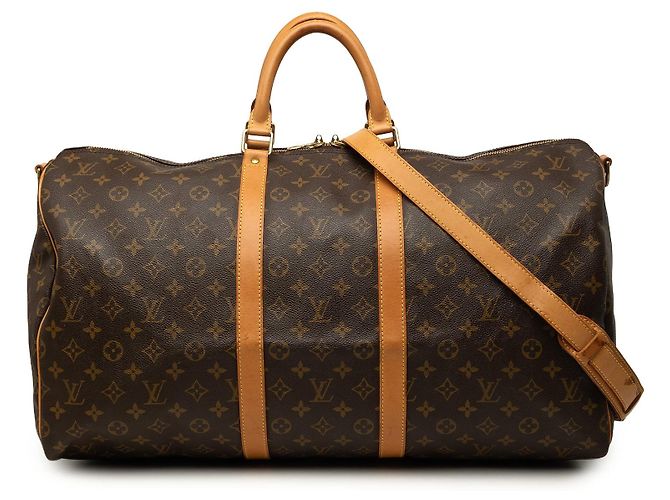 Borsa da viaggio Louis Vuitton Monogram Keepall Bandouliere 55 Marrone