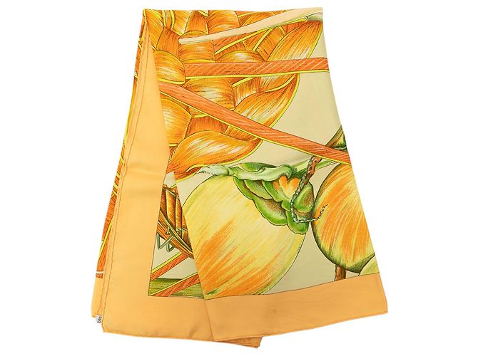 Pañuelo de seda Hermès Jardin Creole Naranja 90