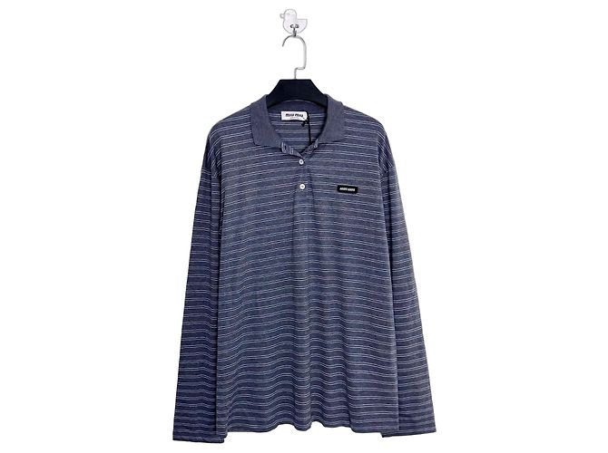 Polo de manga larga Miu Miu SS25 de algodón a rayas Multicolor
