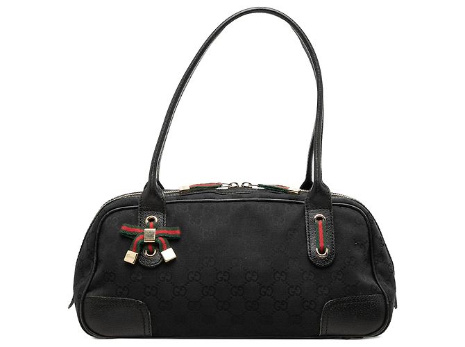 Bolso de hombro Gucci GG Canvas Web Princy Negro