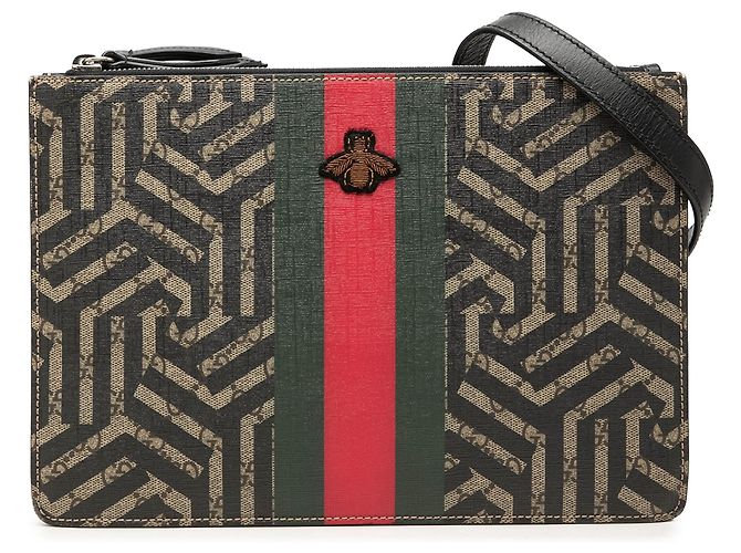 Borsa a tracolla Gucci GG Supreme Caleido Web Bee beige