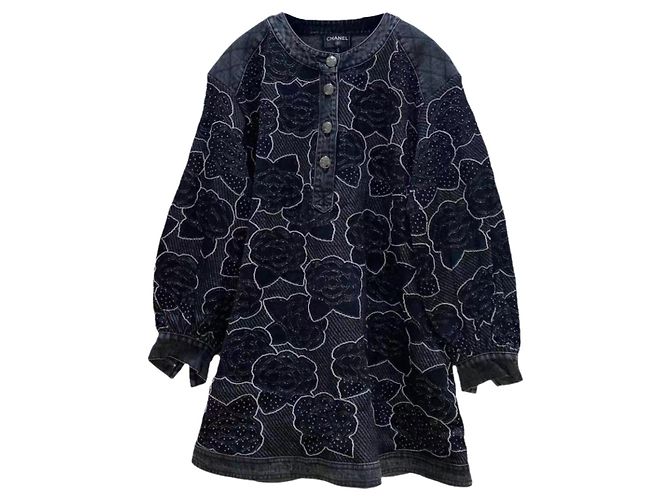 Chanel Baumwollkleid Mehrfarbig Größe 36 Mehrfarben