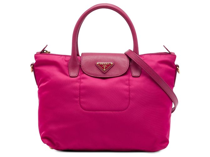 Bolsa Prada em Tessuto com acabamento em Saffiano Rosa
