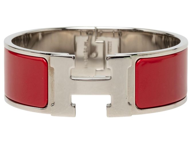 Pulsera Hermès Clic Clac H PM ancha de esmalte rojo Roja