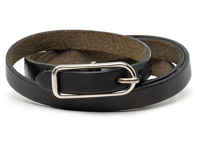 Pulsera Hapi I Triple Wrap en Swift negro con baño de paladio Hermès
