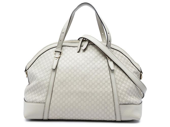 Borsa Dome Satchel Gucci Large Microguccissima Bianca Bianco