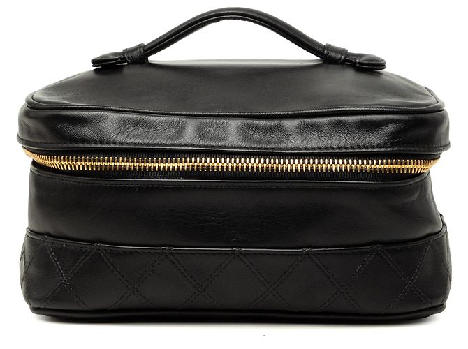 Black Chanel CC gesteppte Lammleder Vanity Bag Schwarz