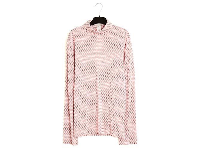 Céline Phoebe Philo Triomphe Stricktop in Ecru und Rot Weiß