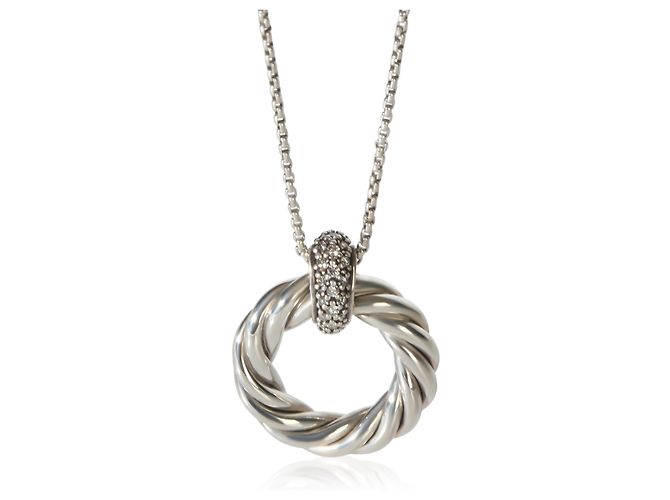 David Yurman Sterling Silver Diamond Cabe Circle Anhänger