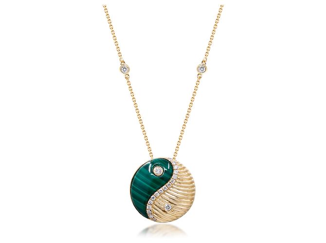 Autre Marque Pendente Yin & Yang in oro giallo, malachite e diamanti