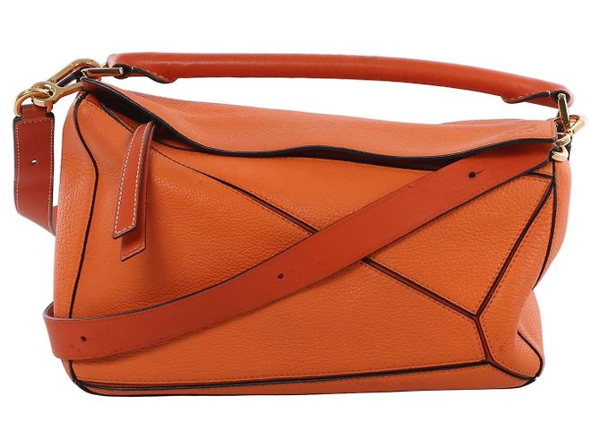 mala de mão 2Way Loewe Puzzle Medium em couro, Orange Laranja