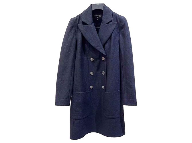 Chanel Trench Coat Black Wool