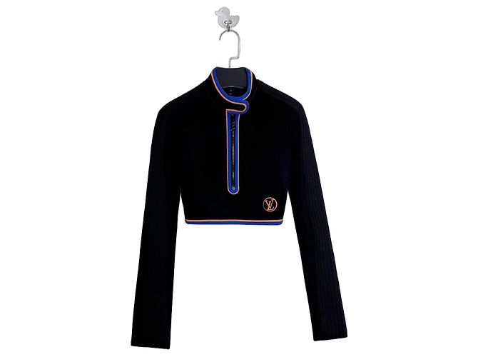Crop Top Louis Vuitton com Fecho e Riscas Contrastantes Multicor