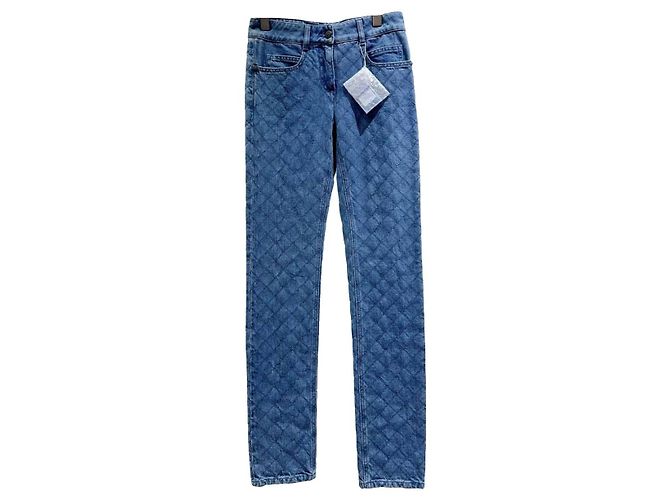 Jeans Chanel Azuis de Algodão Azul