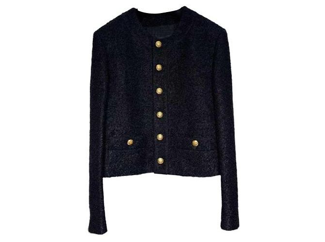 Giacca in lana nera Céline Nero