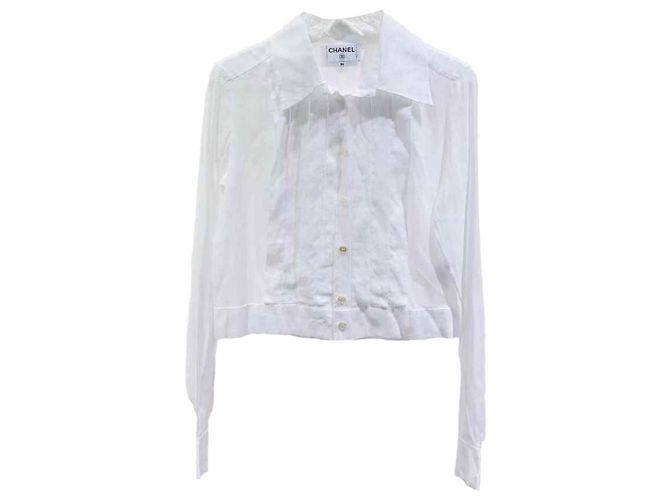 Top Chanel in cotone bianco