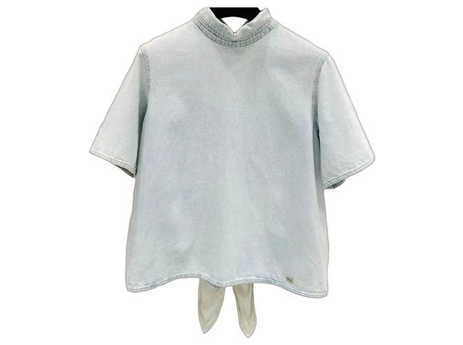 Top Chanel in cotone blu
