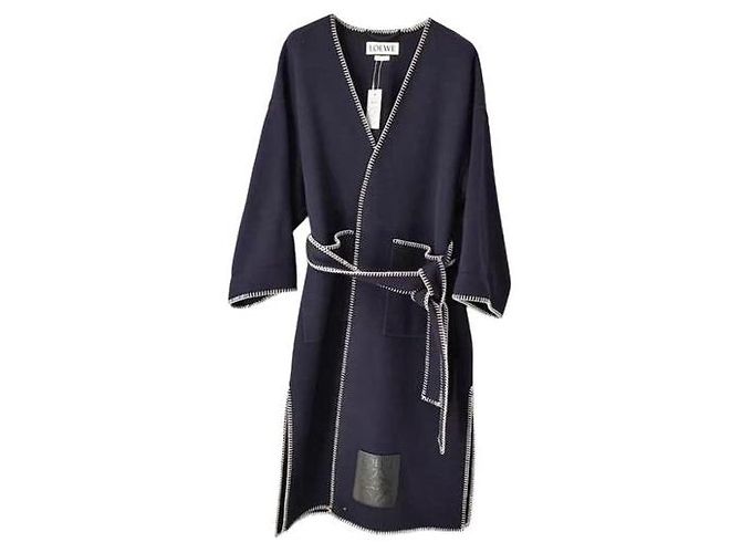 Loewe Navy Blue Wool Coat