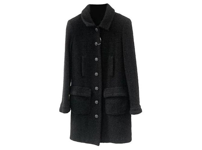 Chanel Black Wool Coat Size 36