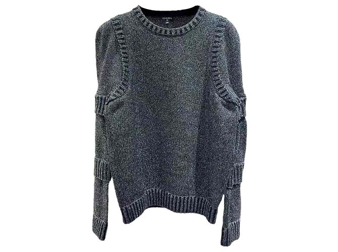 Chanel Strickjacke aus grauer Wolle