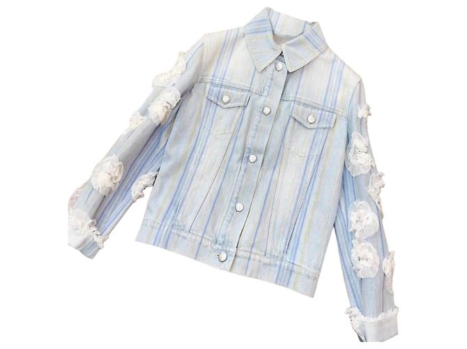 Gabardina Chanel azul de algodón