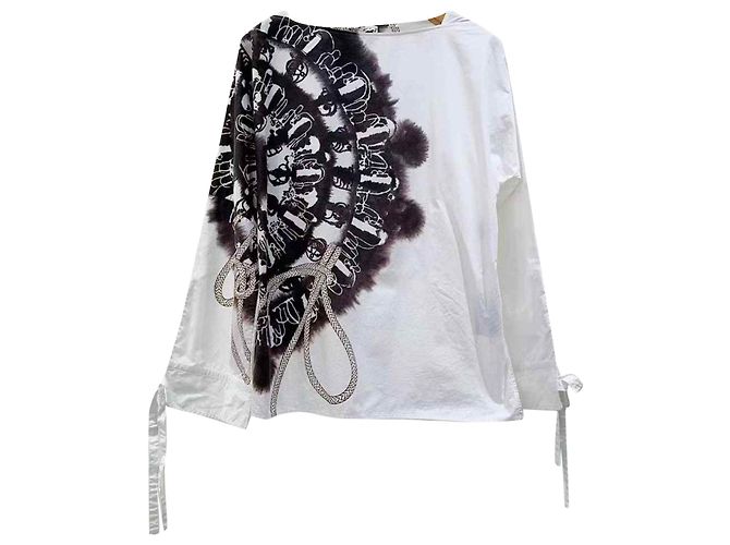 Top de algodón blanco Hermès