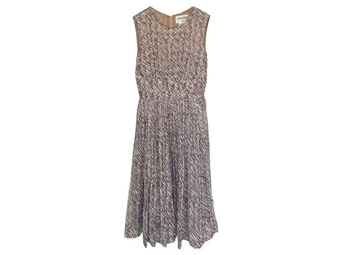 Chanel Seidenkleid mehrfarbig Größe 38 Mehrfarben