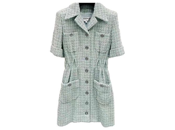 Chanel Kleid aus grünem Tweed Größe 34