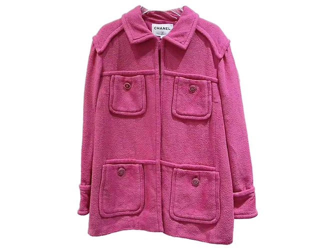 Giacca Chanel in tweed rosa taglia 46