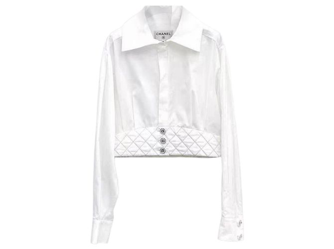 Top Chanel bianco in cotone