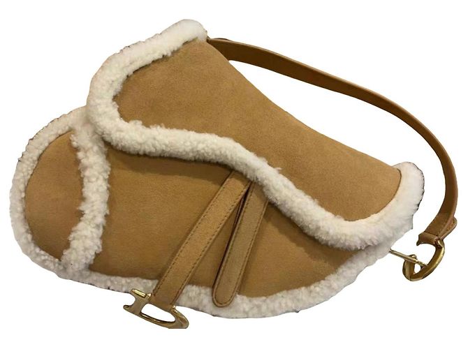 Autre Marque Dior Saddle Handtasche Pelz Camel Kamel