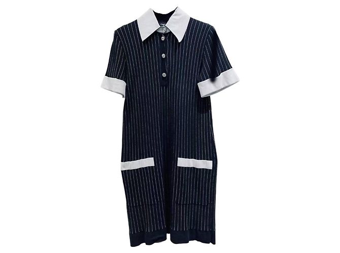 Chanel Baumwollkleid Mehrfarbig Größe 40 Mehrfarben