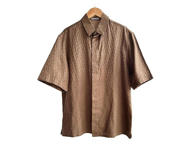 Camisa Dior de seda de manga curta masculina Multicor