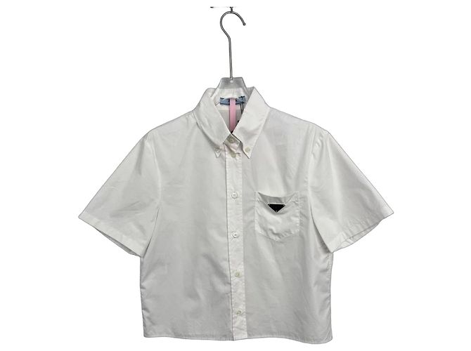 Camisa Prada de algodão de manga curta branca Multicor