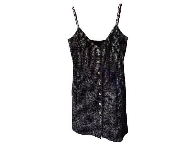 Chanel Tweed Kleid Mehrfarbig Größe 38 Mehrfarben