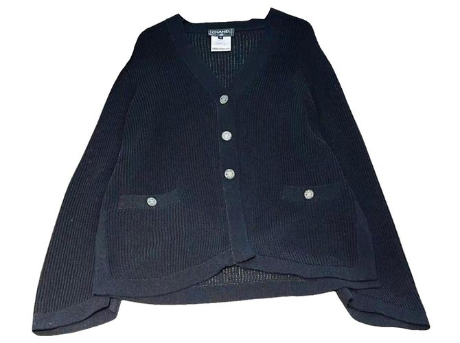 Chanel Malha de algodão preta Preto