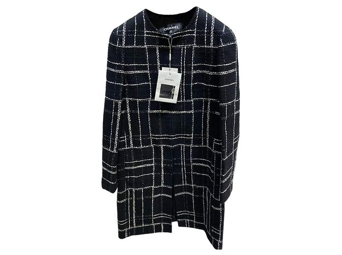 Chanel Black Tweed Coat Size 36