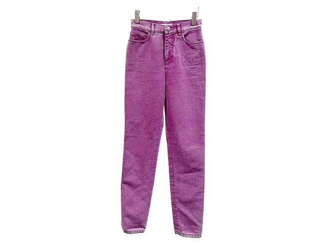 Jeans Chanel Vita Alta Blu Denim Multicolore