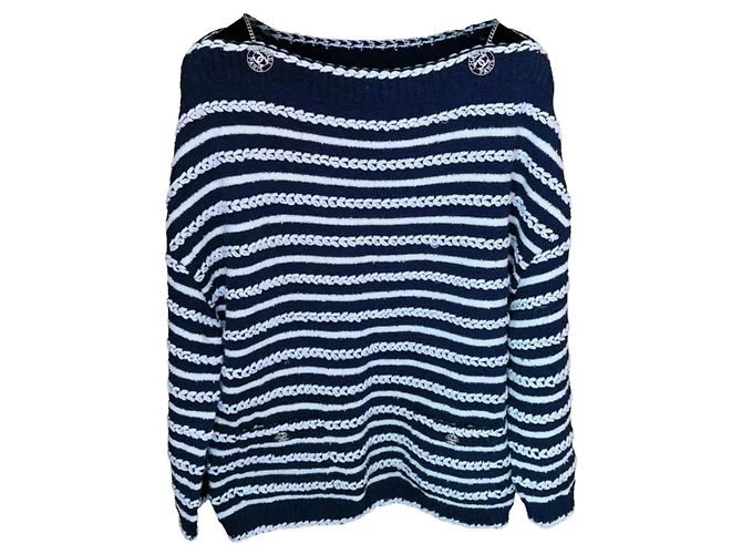 Chanel Strickware aus Baumwolle Navy Marineblau