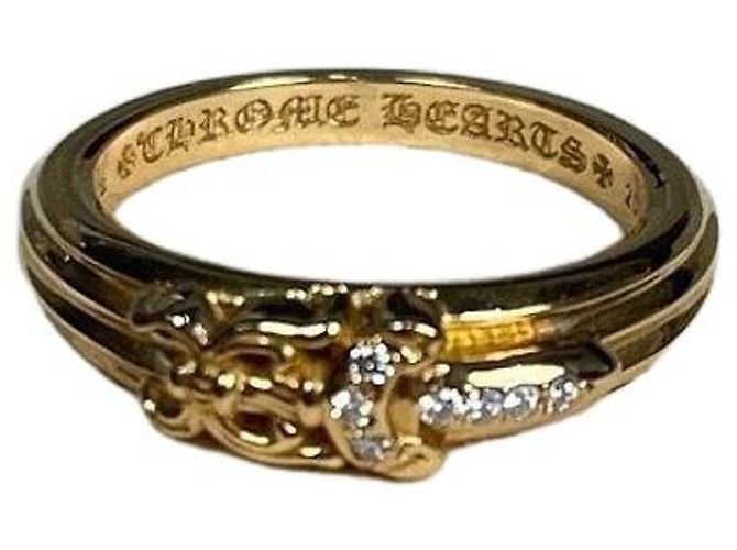 Anello Chrome Hearts a Spada in Oro 22K e Diamanti Multicolore