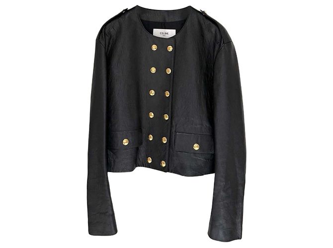 Céline Black Leather Jacket