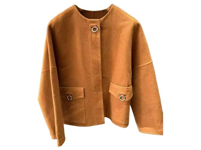 Hermès Mantel Orange Kaschmir Größe 34