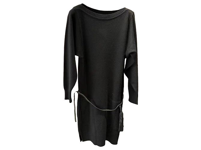 Hermès Kleid aus schwarzem Kaschmir 36 FR